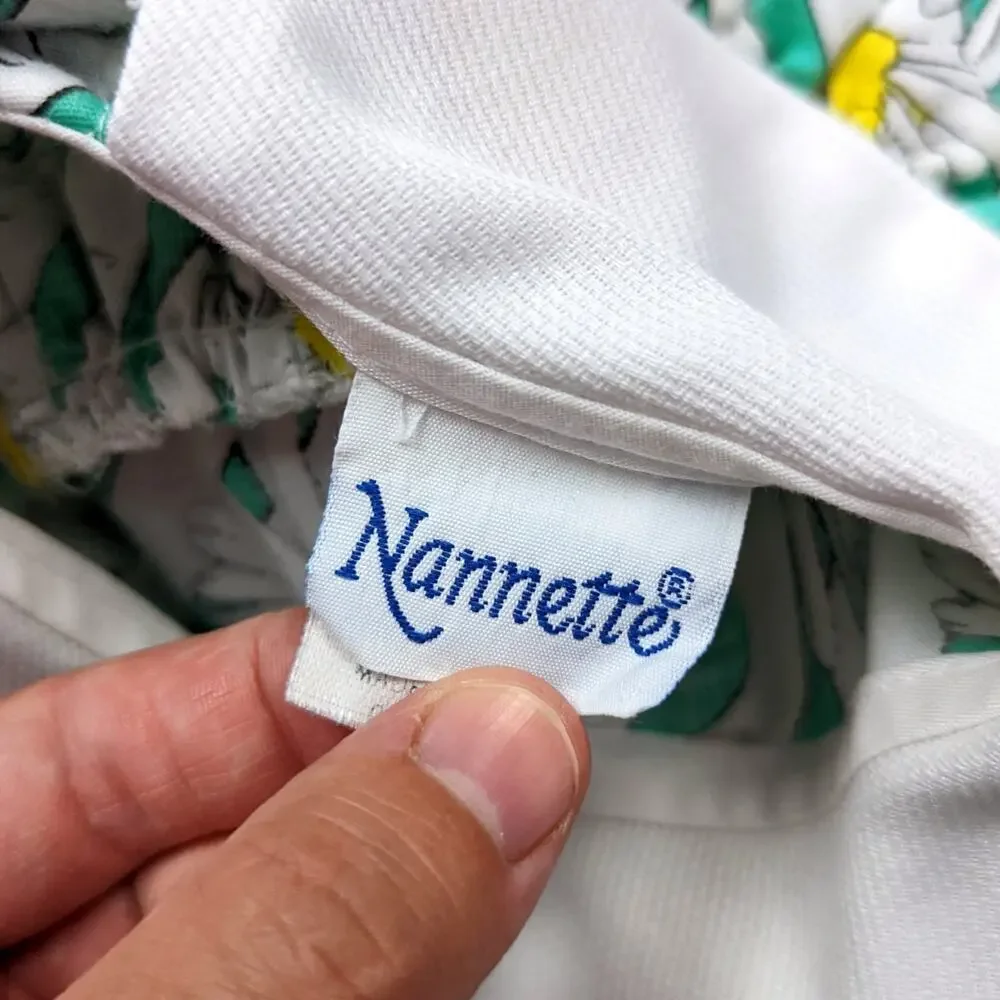 Vintage Nannette Dress Girls Size 4T Green Daisy Floral Flutter Sleeve Sundress